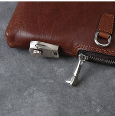 Cool Leather Mens Brown Business Clutch Bag Black Long Wallet For Men - iwalletsmen