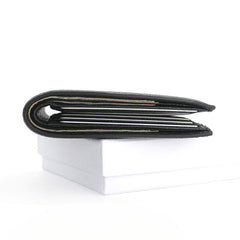 Black Leather Mens Bifold Small Wallet Front Pocket Wallet Slim Small Wallet for Men - iwalletsmen