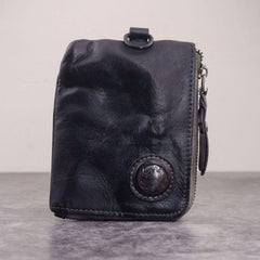 Brown Men Leather Front Pocket Wallets Card Holder Zip Card Holder Wallet For Men - iwalletsmen