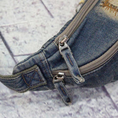 Blue Denim Mens Casual Waist Bag Fanny Pack Blue Jean Hip Bag Bum Bag For Men - iwalletsmen