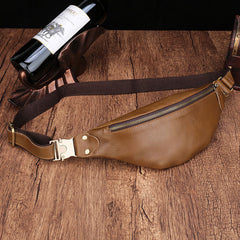 Vintage Brown Leather Men's Fanny Pack Coffee Waist Bag Chest Bag For Men - iwalletsmen