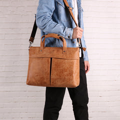Vintage Fashion Leather Mens 13inch Briefcase Laptop Shoulder Bag Business Bag Handbag For Men - iwalletsmen