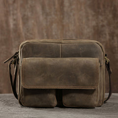 Handmade Leather Mens Cool Shoulder Bag Messenger Bag Chest Bag Bike Bag Cycling Bag for men