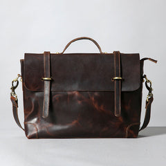 Handmade Leather Mens Cool Messenger Bag Briefcase Work Bag Business Bag Laptop Bag for men
