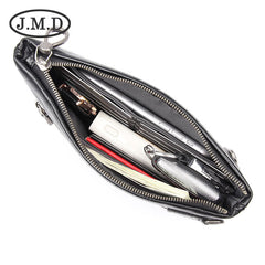 BLACK MENS LEATHER Yellow SLIM ZIPPER CLUTCH WRISTLET PURSE BAG CLUTCH BAG FOR MEN - iwalletsmen