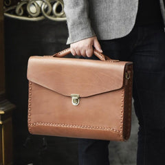 Handmade Leather Mens Cool Messenger Bag Briefcase Work Bag Business Bag for men