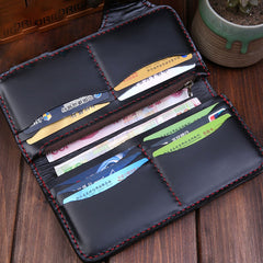 Handmade Mens Cool Tooled Carp Leather Chain Wallet Biker Trucker Wallet with Chain