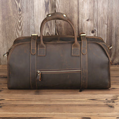 Vintage Leather Mens Dark Brown Large Weekender Bag Vintage Cool Travel Bag Duffle Bag for Men - iwalletsmen