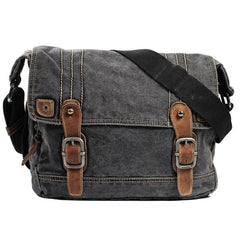 Cool Canvas Black Mens 13 inches Messenger Bag Side Bags Green Postman Bag Courier Bag For Men - iwalletsmen