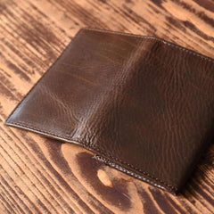 Handmade Leather Mens Cool Slim Leather Wallet Men Small Wallets Bifold for Men - iwalletsmen