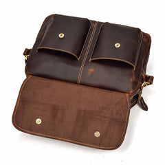 Vintage Leather Briefcase Handbag 14inch Laptop Bag Business Bag Shoulder Bags For Men - iwalletsmen