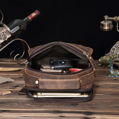 Dark Brown LEATHER MENS Vertical SHOULDER BAG SIDE BAG COURIER BAG MESSENGER BAG FOR MEN - iwalletsmen