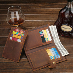 Cool Brown Vintage Mens Leather Long Wallet Bifold Long Wallet for Men - iwalletsmen