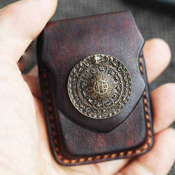 Cool Handmade Coffee Leather Mens Classic Zippo Lighter Case With Belt Loop Standard Lighter Holder for Men - iwalletsmen