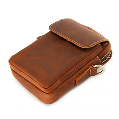 Cool Vintage Dark Brown Leather Mens Belt Pouch Small Side Bag Messenger Bag For Men - iwalletsmen