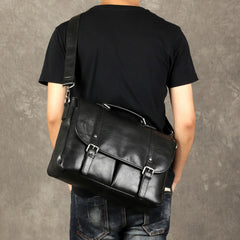 Genuine Leather Mens Cool Messenger Bag Briefcase Work Bag Business Bag for men