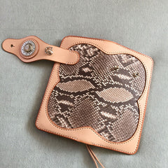 Handmade Leather Biker Wallet Mens Cool Chain Wallet Trucker Wallet with Chain
