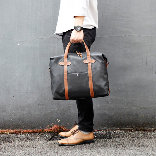 Fashion PVC Canvas Black Men's Large Handbag Briefcase Business Laptop Business For Men - iwalletsmen