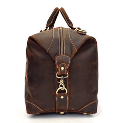 Cool Dark Brown Leather Mens Barrel Overnight BagsWeekender Bags Travel Bag For Men - iwalletsmen