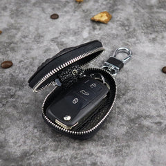 Black Leather Men's Key Wallet Zipper Car Key Case Car Holder For Men - iwalletsmen