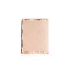 Beige Leather Mens Vertical billfold Wallet Front Pocket Wallet Bifold Handmade Small Wallets For Men - iwalletsmen