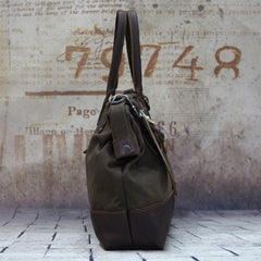 Vintage Leather Canvas Mens Handbag Briefcase Doctor Bag Briefcase For Men - iwalletsmen