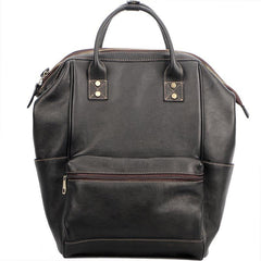 Cool Black Leather Mens Travel Backpack Work Handbag Briefcase Work Backpack For Men - iwalletsmen