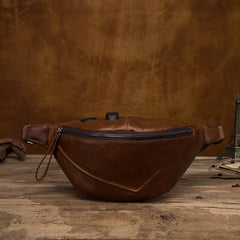 Vintage Brown Leather Men's Fanny Packs Hip Pack Waist Bag For Men - iwalletsmen