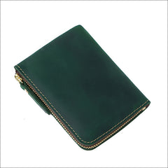 Leather Small Mens Wallet Zipper billfold Front Pocket Wallet Card Wallet Small Wallet for Men - iwalletsmen