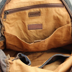 Denim Blue Mens 12 inches Backpack School Backpack Blue Jean Travel Backpacks For Men - iwalletsmen