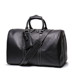 Cool Leather Mens 15-inch Brown Large Weekender Bag Black Vintage Travel Bag Duffle Bag for Men - iwalletsmen