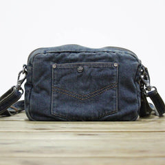 Blue Denim Mens Casual Side Bag Small Messenger Bags Jean Postman Bags Courier Bag For Men - iwalletsmen