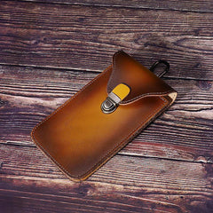 Tan Leather Cell Phone Holster Mens Belt Pouches Waist Bags BELT BAG Belt Holster For Men - iwalletsmen