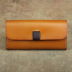 Cool Handmade Brown Leather Men's Large Envelope Long Wallet Green Vintage Long Wallet Clutch For Men - iwalletsmen