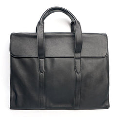 Vintage Black Mens Leather Briefcases Work Handbag Brown 14'' Computer Briefcases For Men - iwalletsmen