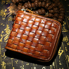 Handmade Leather Braided Mens billfold Wallet Cool Leather Wallet Slim Wallet for Men