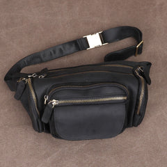 Brown Leather Fanny Packs Bulky Waist Bags Mens Hip Packs Bum Bags for Men