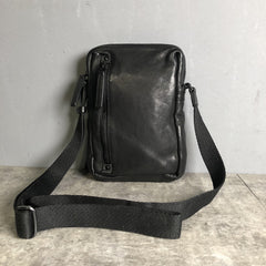 Cool BROWN LEATHER MEN'S Vertical Small Side Bags MESSENGER BAG BLACK Black Courier Bags FOR MEN - iwalletsmen