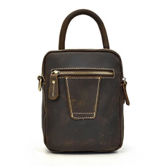 Cool Black Coffee Leather Men Vintage Mini Handbag Small Shoulder Bags Messenger Bag For Men - iwalletsmen