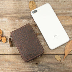 Dark Brown Leather Mens Small Card Wallet Card Holder Coin Purse For Men - iwalletsmen