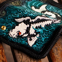 Handmade Leather Carp Mens Chain Biker Wallet Cool Leather Wallet With Chain Wallets for Men