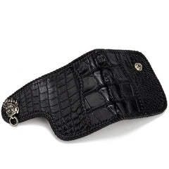 Handmade Leather Small Tooled Mens billfold Wallet Cool Chain Wallet Biker Wallet for Men