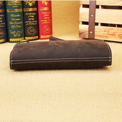 Vintage Mens Leather Clutch Bag Wristlet Bag Clutch Wallet For Men - iwalletsmen