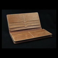 Handmade Leather Tooled Shakya Muni Buddhism Mens Long Wallet Cool Leather Wallet Clutch Wallet for Men