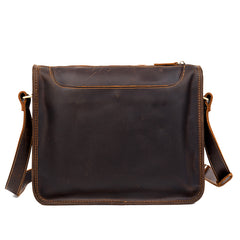 Fashion Dark Brown Leather 11 inches Postman Bag Messenger Bags Courier Bag for Men - iwalletsmen