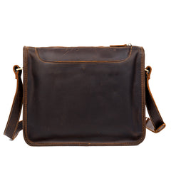 Fashion Dark Brown Leather 11 inches Postman Bag Messenger Bags Courier Bag for Men - iwalletsmen