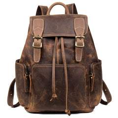 Dark Brown Mens Leather 13 inches Laptop Computer Backpacks Cool Travel Backpacks School Backpacks for men - iwalletsmen