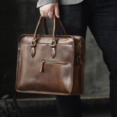 Genuine Leather Mens Cool Messenger Bag Briefcase Work Bag Business Bag for men