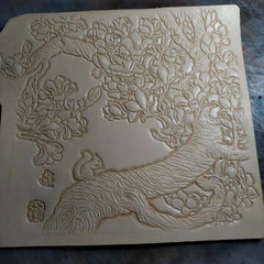 Blue Leather Womens Cherry Blossom Tree Biker Wallet Handmade Tooled Zipper Long Wallets For Men - iwalletsmen