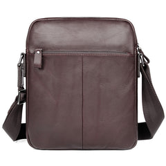 Black Cool Leather Large Zipper Messenger Bag Vertical Brown Side Bag For Men - iwalletsmen